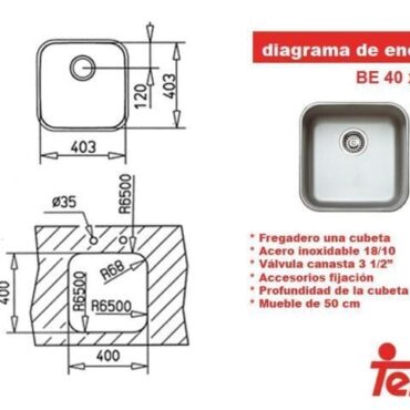 Fregadero Bajo encimera Teka Be-40.40