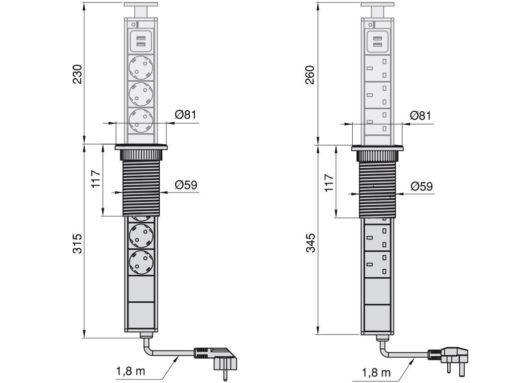 Enchufe Encimera Cocina Vertical Con Usb 3 Enchufe Encimera Cocina Vertical Con Usb - Imagen 3