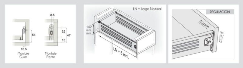 Juego Lateral Metálico Cajoneras Altura 54 Mm 2 Juego Lateral Metálico Cajoneras Altura 54 Mm - Imagen 2
