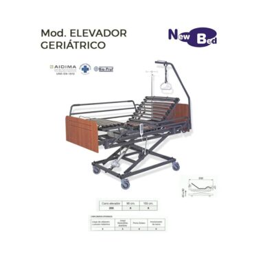 Pack Cama Eléctrica Con Elevador Y Colchón Visco 28 Mod Elevador Geriatrica